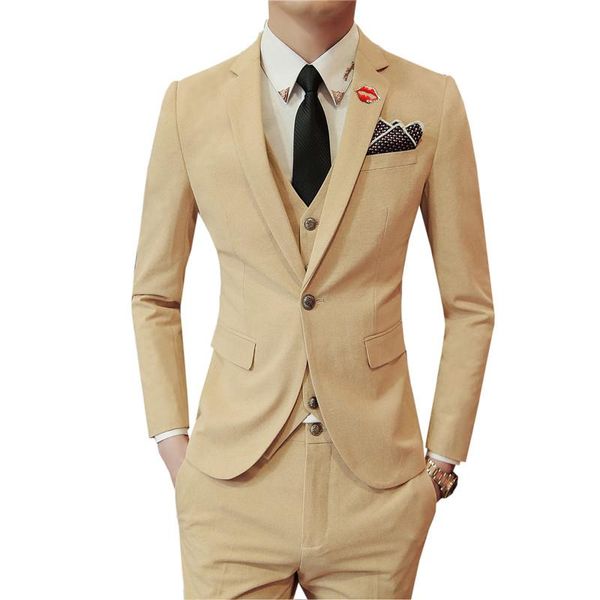 

blazers pants vest 3 pieces sets / fashion men's casual boutique red lips printing business wedding suit jacket coat trousers suits &, White;black