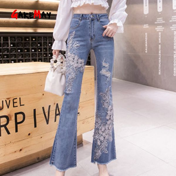 Primavera Cintura alta Flare Calças de brim das mulheres Denim Bell Bottoms Senhoras Senhoras Retro Retro Feminino Calças Calças 210428