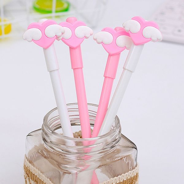

pens t pink girl heart lovely love angel wings black neutral office signature water school supplies