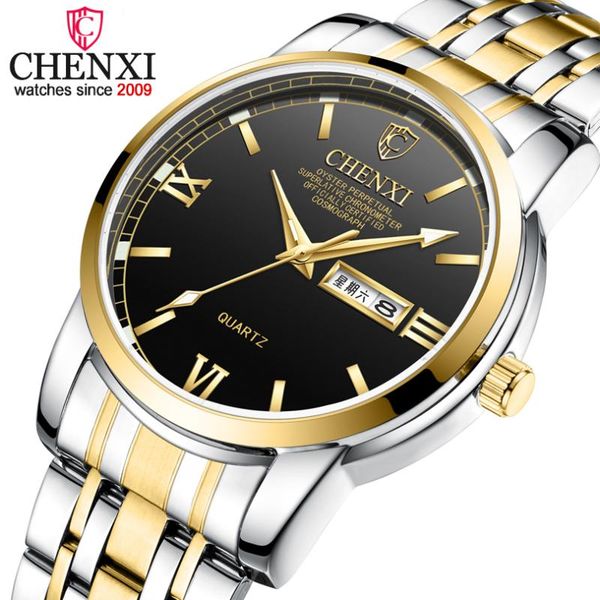 

wristwatches men watch chenxi analog quartz man clock week calendar business male relogio masculino 8211, Slivery;brown
