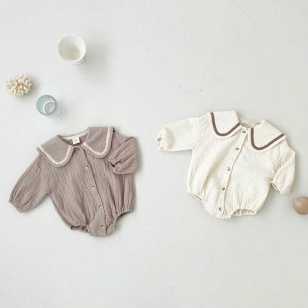 

rompers born baby girl clothes sailor collar cotton bodysuits infantil kids fashion boys long sleeve jumpsuit autumn onesie 0-24m, Blue