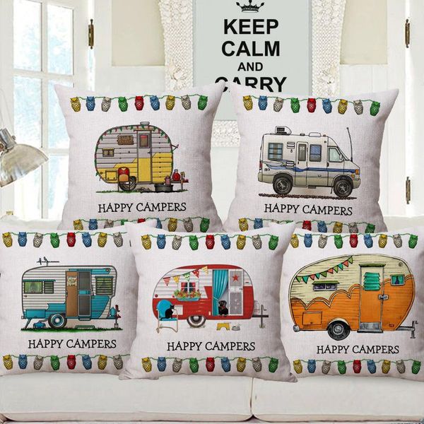 

cushion/decorative pillow happy campers cars cushion covers hand painting home decorative linen case