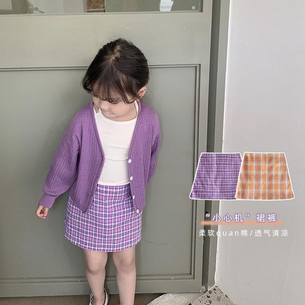 

girls skirts thin 2021 children summer wplaid bust skirt of tall waist