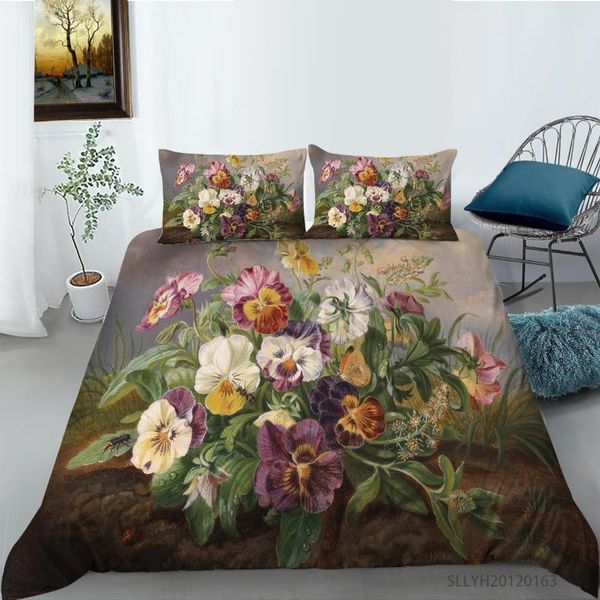 

bedding sets 3d flowers oil painting set twin full  king size 2/3pcs duvet cover quilt/comforter pillowcase microfiber