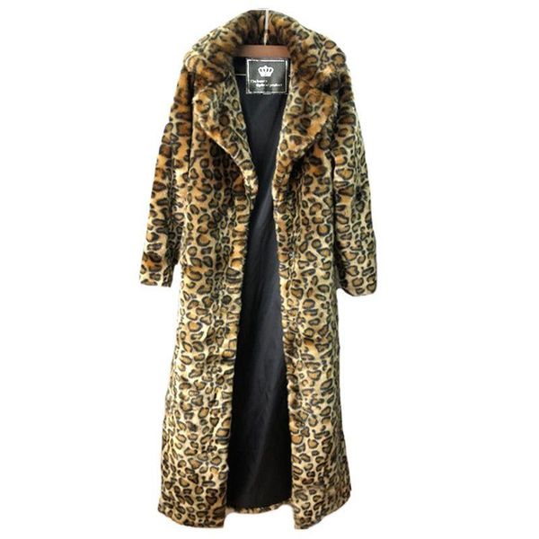 

women's fur & faux s-9xl european and american winter Â clothing plus size leopard mink coat long fashion casual loose large warm windbr, Black