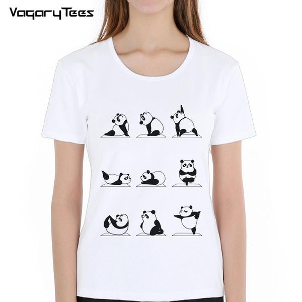 

women's t-shirt 2021 panda exercise t shirt summer fashion women lady casual funny animal print girl lovely tees, White