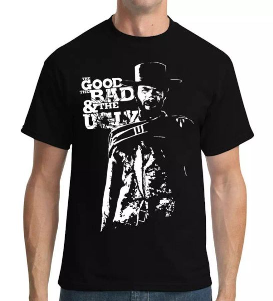 

r2 the good the bad and the ugly clint eastwood black t-shirt man with no name, White;black