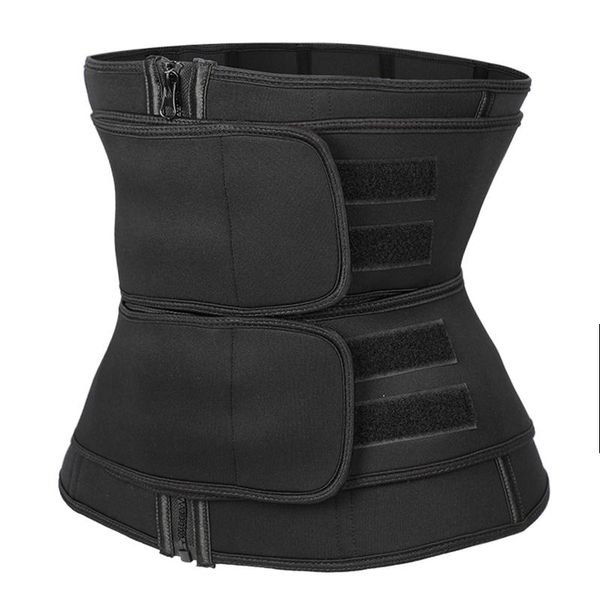 

waist support trainer slimming belt sauna sweat faja tummy shaper trimmer straps modeling shapewear body binders girdle, Black;gray