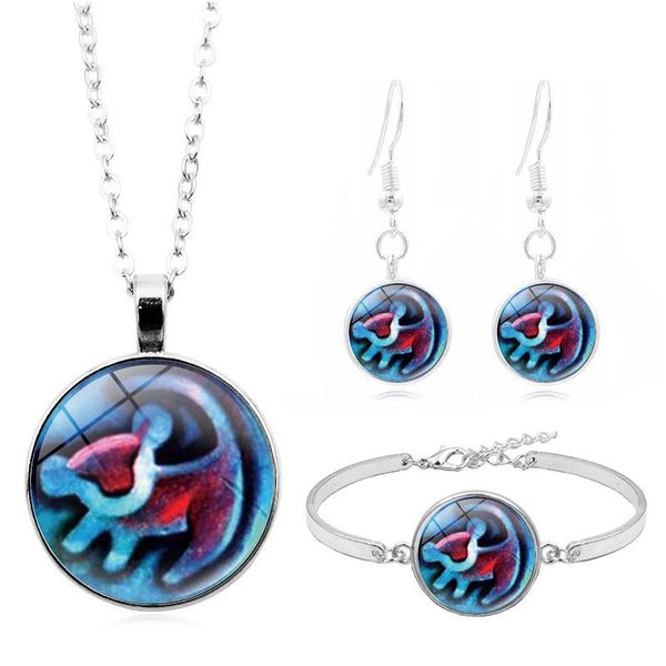 

earrings & necklace lion king jewelry set rafiki simba drawing glass cabochon bracelet earring fashion sets for women, Silver
