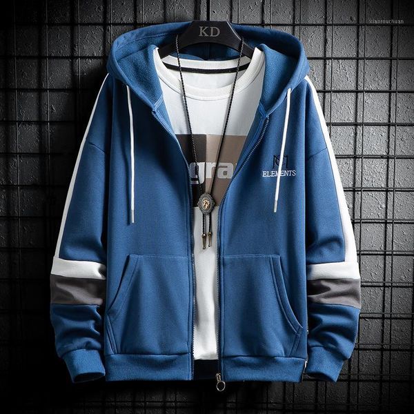 Hoodies masculino moletom homem homem coreano estilo de moda cardigans para menino esporte casual casacos roupas 2021 outono grande tamanho hombre str