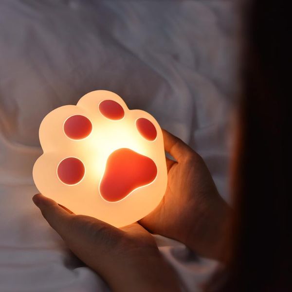 

night lights cute portable mini led cat claw silicone magnetic touch light usb rechargeable silica gel gift bedroom bedside sleep lamp