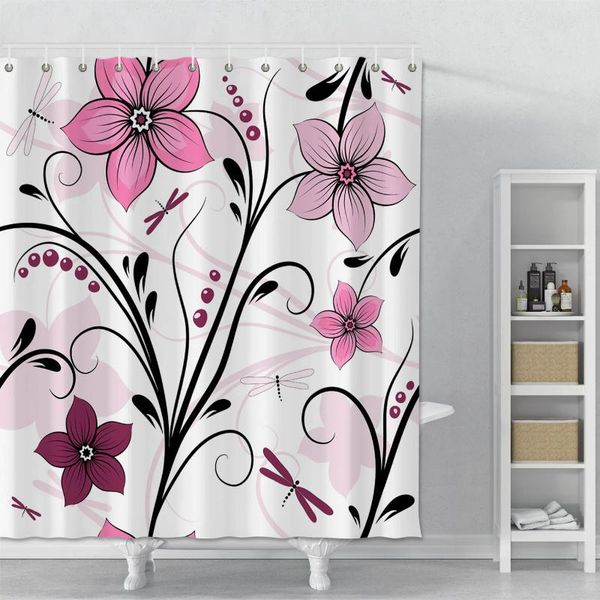 

flowers shower curtains waterproof bathroom mildew proof with hooks home bath for