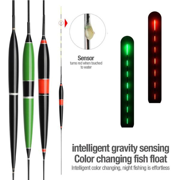 

smart fishing float night luminous floats bite alarm led light automatically remind bait color change accessories
