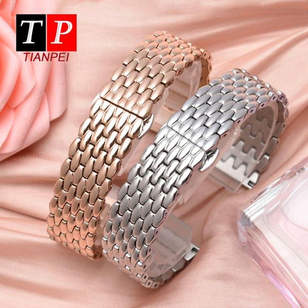 

watch bands fine steel band for crystalline strap 16mm women solid strip bracelet fashion accessories, Black;brown
