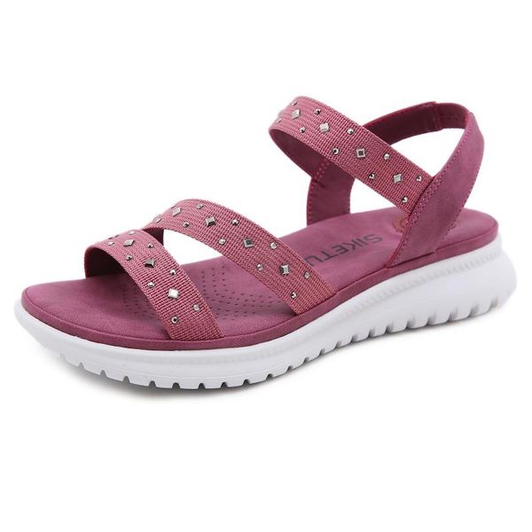 

bohemian style women simple lightweight sandals female sports slope with rhinestone big size platform woman summer shoes dress, Black