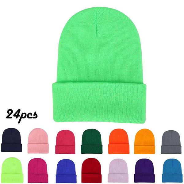 

beanies hip-hop knitted soft warm hat women ski hood fashion winter plain borderless fluorescent color thread beanie