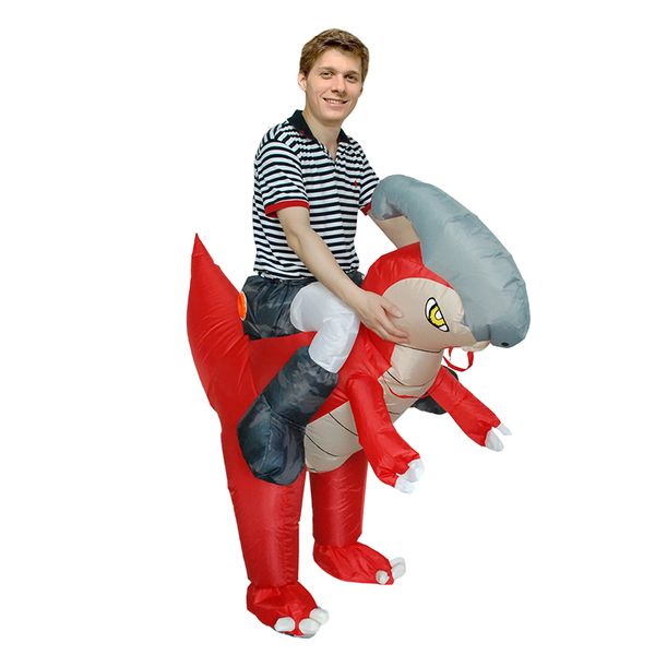 

mascot doll costume new arrival inflatable dinosaur costumes parasauroloph halloween purim party costume for woman man red party dres, Red;yellow