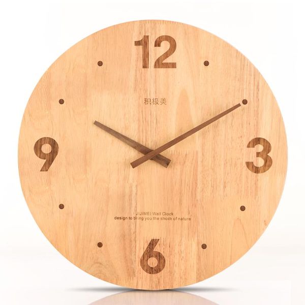 

wall clocks solid wood clock living room bedroom creative quiet wooden modern