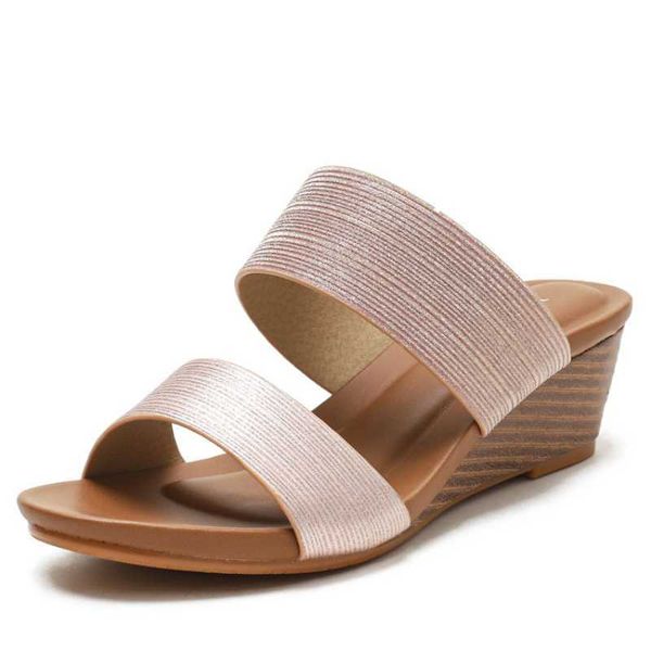 

women's summer sandals slippers casual women's shoes slope heel waterproof women's thick bottom high heels 210611, Black