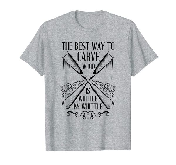 

this way to wood carving is whittle by whittle shirt, White;black
