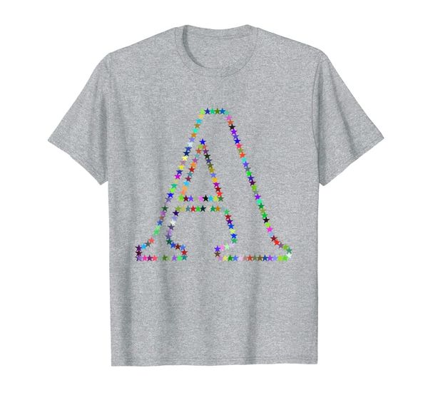 

alphabet letter a stars t-shirt for kids adults, White;black