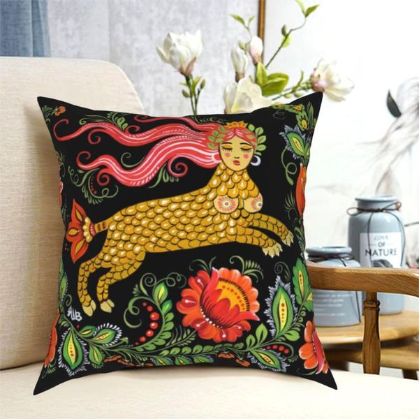 

pillow case magical creature folk art lamia pillowcase soft fabric cushion cover decorations throw sofa zippered 18''