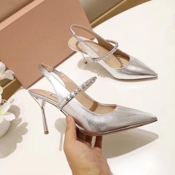 

dress shoes women sandals slingback pumps woman ladies pointed toe high heels surfaces bling luxury, Black