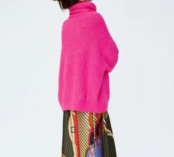 

women's sweaters fluorescent striped blouse pink, nightgown female autumn turtleneck long knitted-over sweaters knitted-out zgkh, White;black