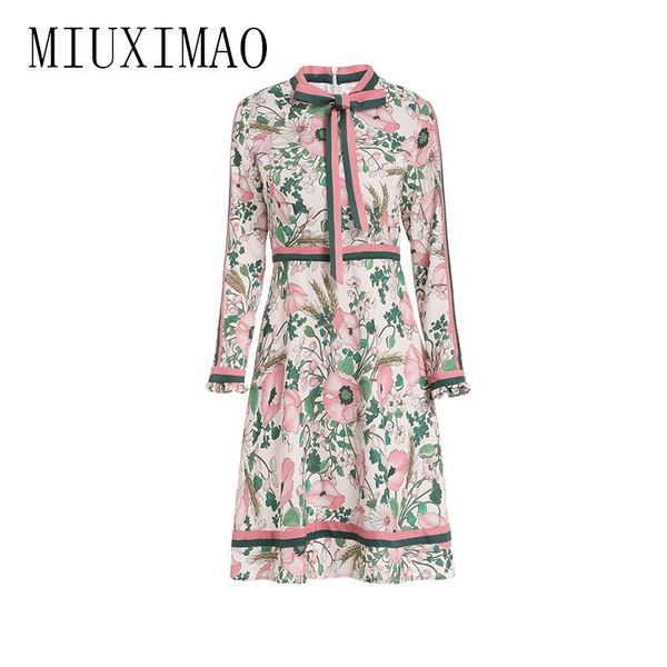 

casual dresses 2021 spring est dress o-neck full sleeve lotus and leaves print mid-calf elegant long women, Black;gray