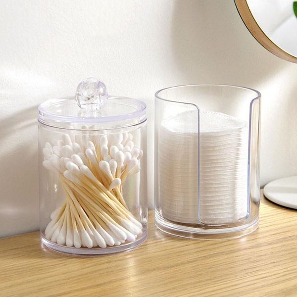 

storage boxes & bins acrylic round qtip container cosmetic makeup cotton multifunctional pad organizer jewelry box holder and candy jars