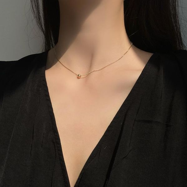

chains simple and trendy fashion necklace temperament small beads fine clavicle chain niche personality trend accessories, Silver