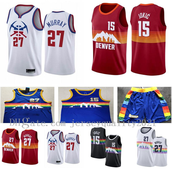 

mendenvernuggets15 jokic 27 murray porter 1 black white bule 2021 city player jersey, Black;red