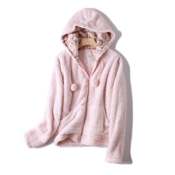 

women's hoodies & sweatshirts women sweet coats solid loose zipper closed woman hoody coat warm autumn winter thick short, Black