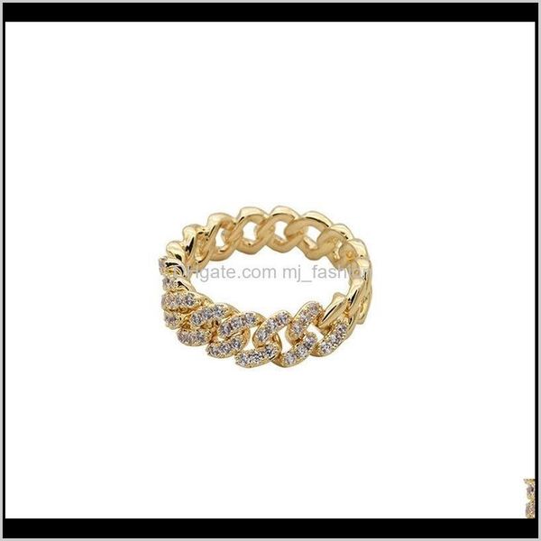 

band jewelryring korean versatile design rings love for girlfriend fashion gold sier flash drill chain ring drop delivery 2021 uuhx1, Silver