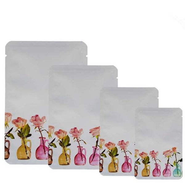 

storage bags 1000pcs flat rose flower pure mylar foil heat sealable tear notch packaging bag tea powder waterproof