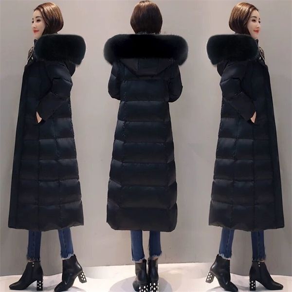 piumini invernali da donna piumini lunghi imbottiti tinta unita giacca nera piumino caldo parka spesso 211013