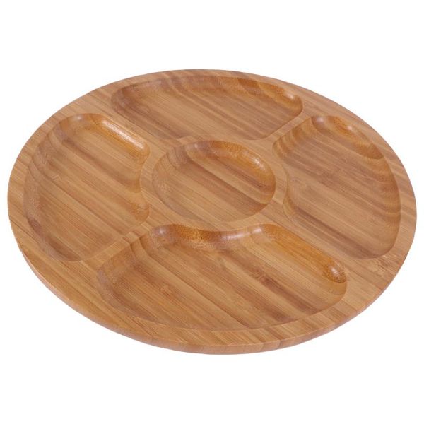 

1pc bamboo plate simple 5-grid serving dish natural dishes & plates