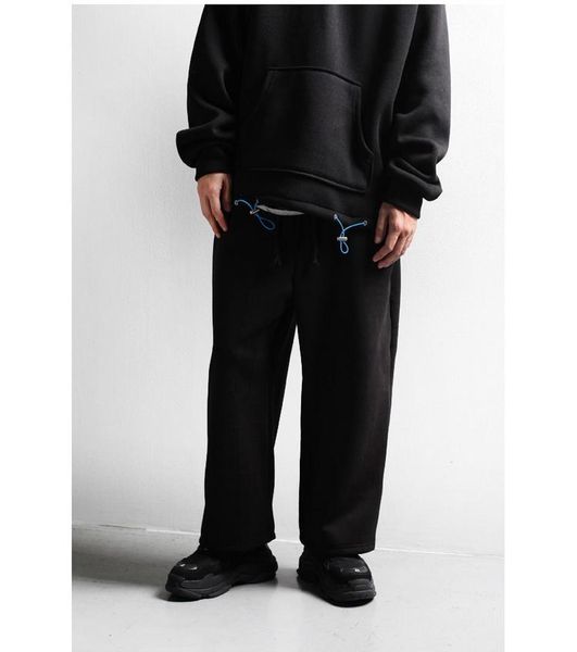 

straight tube men's solid color pull loose ins trendy drop feeling wide leg pants chic korean fashion versatile casual, Black