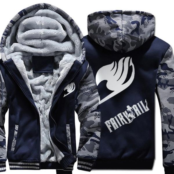 

men's hoodies & sweatshirts fairy tail 2021 winter thick zipper sweatshirt hip hop jaceket for men harajuku anime fleece warm, Black