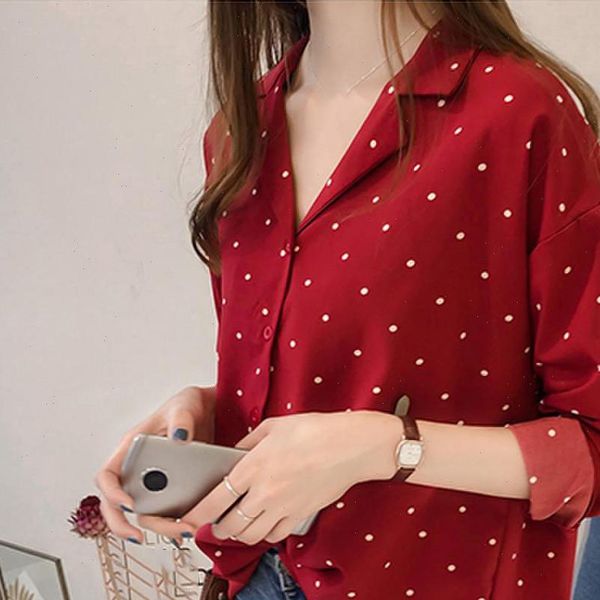 

women shirts 4xl womens shirt casual long sleeve dot lapel button down japanese and stitching bottoming ropa mujer 30, White