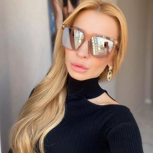 

qpeclou 2020 new brand designer oversized square sunglasses women fashion vintage t sun glasses female big frame shades oculos, White;black