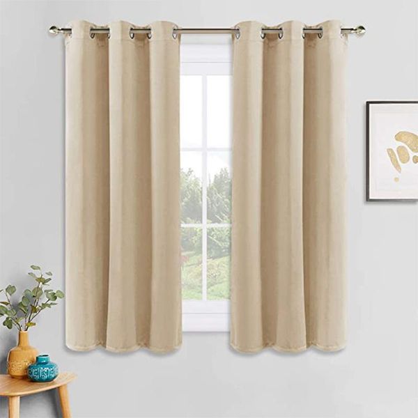 

beige thermal curtains cream-colored darkening and noise reduction panels for kitchens bedrooms blackout fabrics waterproof curtain & drapes