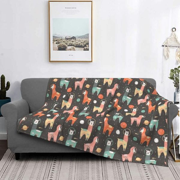 

blankets astronaut llamas in space alpaca flannel summer animal portable warm throw blanket for home outdoor bedspreads