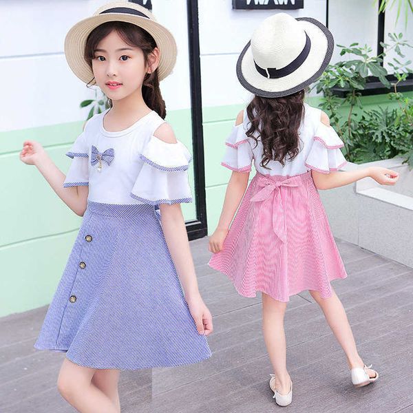 Schöner Designer Prinzessin Party Kleid Elegante Kostüm Kleider für Kinder 13-4 Jahre alt Baby Mädchen Puff Sleeve Hochzeit Kleidung Q0716