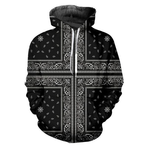 

men's hoodies & sweatshirts paisley graphic cashew floral 3d printed men casual pullover hoodie streetwear hombre drop customer, Black