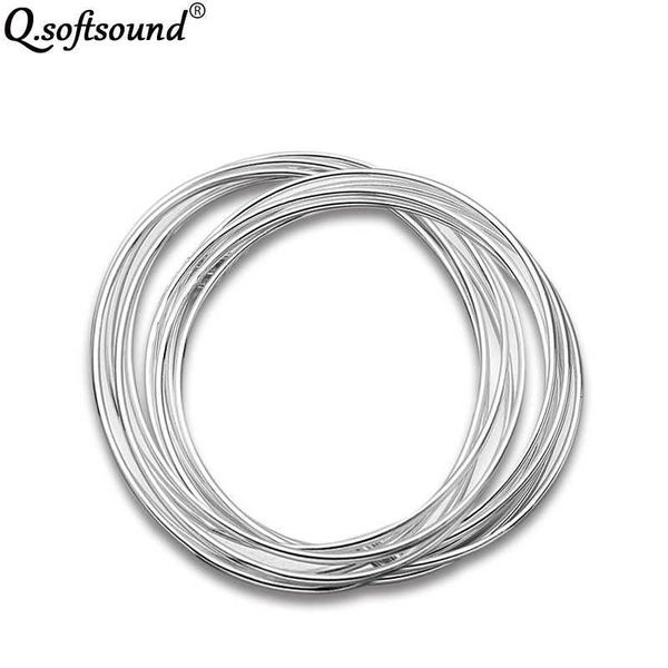 

latest classic ten rings cross-over bangles for women silver color fashion jewelry cuff bracelet manchette pulseira mujer qbo84 q0717, Black