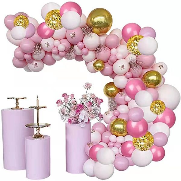 

party decoration balloon arch set pink platinum and confetti garland wedding baby baptism birthday