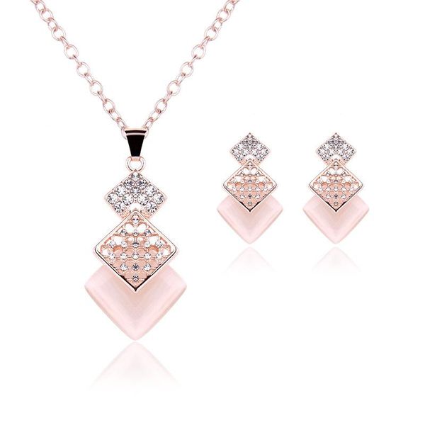 

earrings & necklace sets for women with crystals luxury romantic wedding party birthday charm ornament gift fine jewelry, Silver