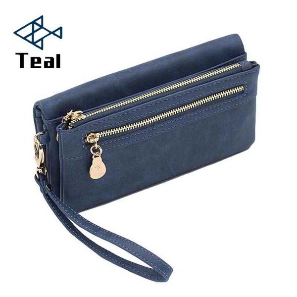 

selling women's purse long design pu leather women's long wallet female high capacity double zippers clutch purse wristlet y190701, Red;black