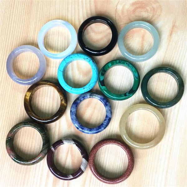 

wedding rings onyx agates carnelian opal sands unakite fashion natural stone finger for women men 10pcs 6mm 17#18# 20# n, Slivery;golden